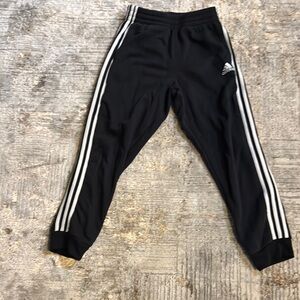 Adidas Kids Black Joggers with White Stripes